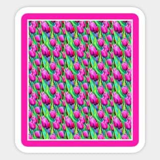 Pink Tulip Seamless Pattern Sticker